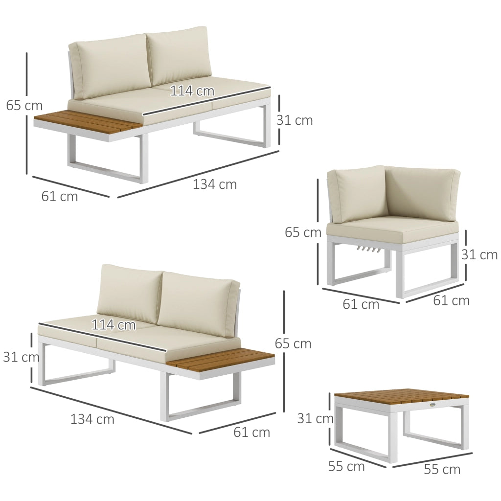 Set Divano Esterno 2 Pezzi Angolare con Cuscini ¨C Zephmum ¨C Crema