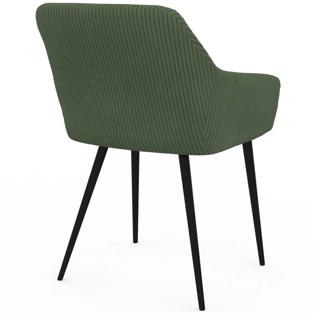 IDMarket - Set di 2 sedie e poltrone da pranzo JANY in velluto a coste color kaki