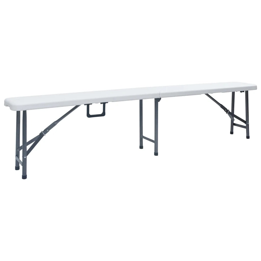 Tavolo Giardino Pieghevole 2 Panche 180cm Acciaio e HDPE Bianco cod mxl 38684