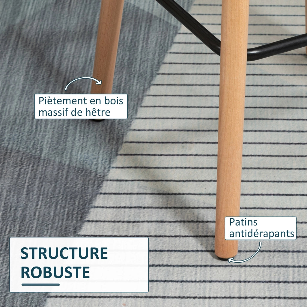 Sgabelli da Bar Design Scandinavo con Braccioli e Poggiapiedi ¨C zephmum ¨C Legno Massello, Blu, 2 Pezzi