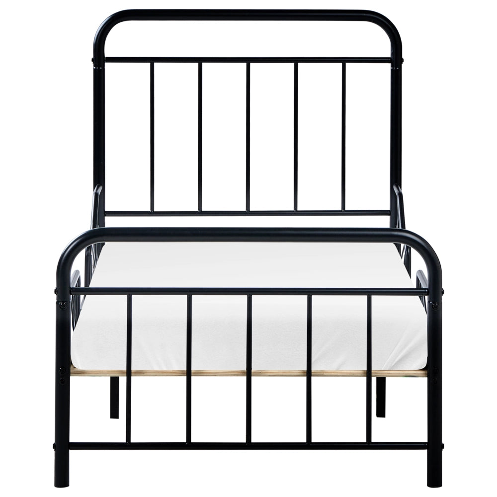 Letto estensibile in ferro per bambini 90 x 130/160/200 cm con rete a doghe nero stile moderno