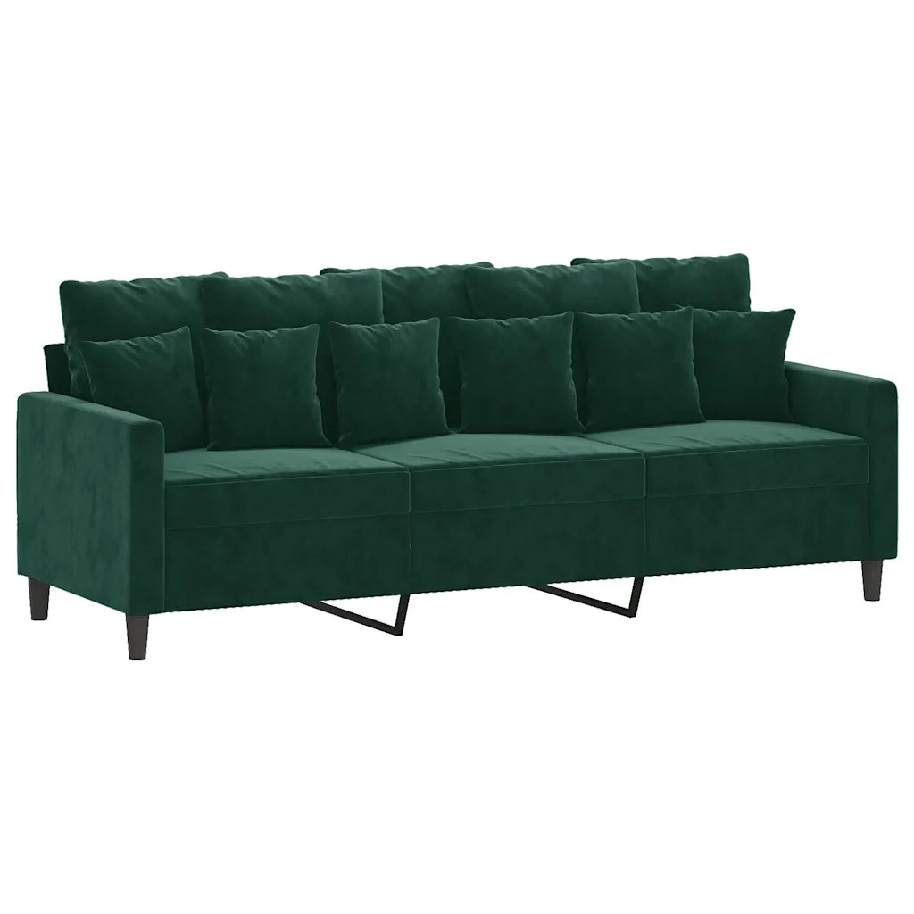 Divano a 3 Posti-Sofa 3 Posti Verde Scuro 180 cm in Velluto 127050
