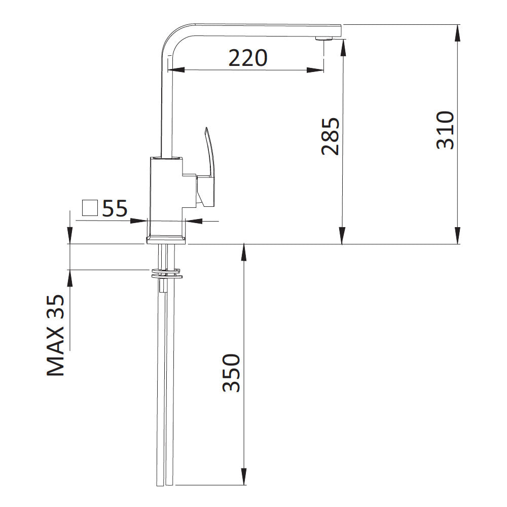 Rubinetto Miscelatore Monocomando Girevole Lavello Alto in Ottone Mariani Marte Cromato