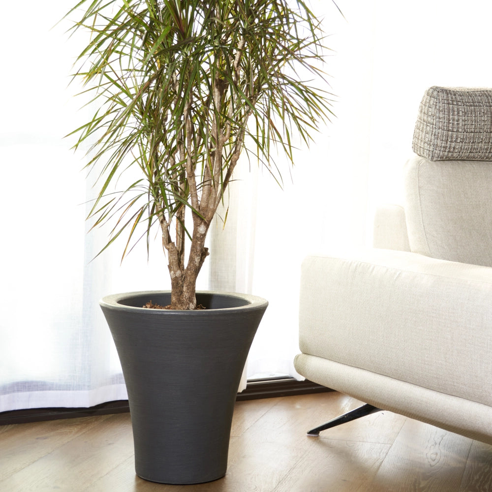 Cheonda - Garden Italia Vaso Tondo Conico Svasato ECOS Ø64 cm in Resina Antracite – Made in Italy, Resistente al Gelo e Antiurto