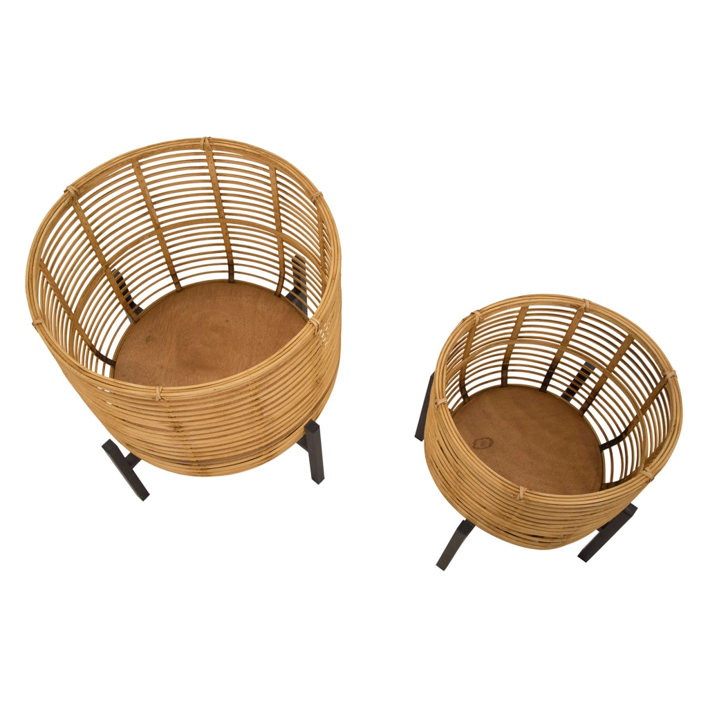 Bocas, Vaso set 2 Vasi, Portavasi Rimovibili, Marrone Rovere