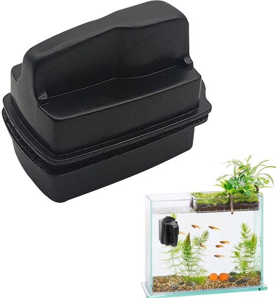 Pulitore per acquario a magnetismo doppio lato - pulizia fino a 0,5 cm - dimensioni compatte - pulizia angolare efficiente - spazzola morbida e ruvida - pulitore per acquario