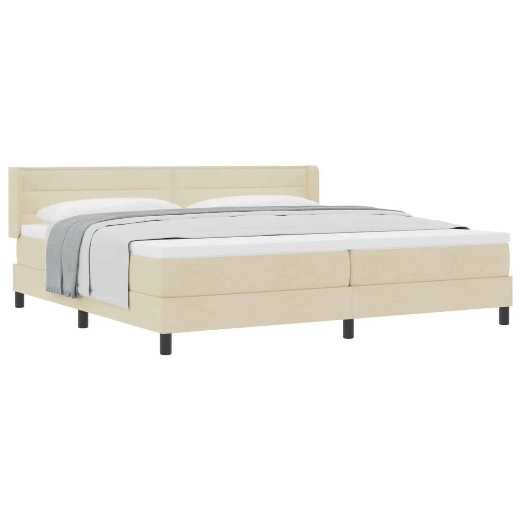 Letto a molle con materasso Crema 200 x 200 cm Tessuto 3341067