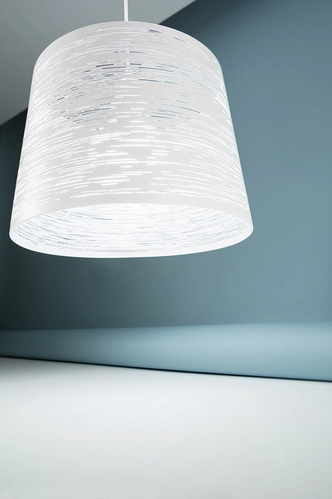 SLOT Sospensione 1 luce in metallo verniciato bianco con paralume  attacco E27