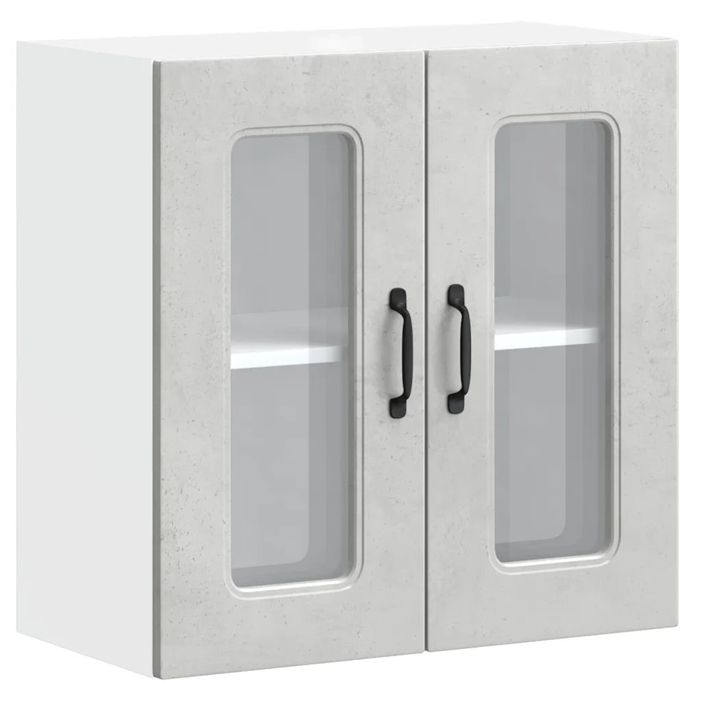 Pensile da Cucina con Porta in Vetro Kalmar Grigio Cemento