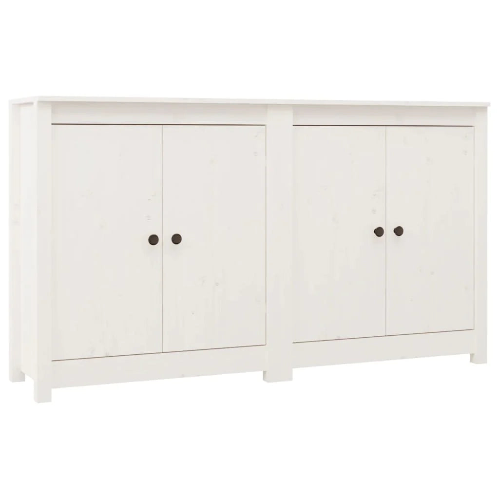 Buffet credenza cassettiera armadio mobile contenitore organizer per cucina soggiorno salotti set da 2 70 x 35 x 80 cm legno massello di pino bianco 02_0036684