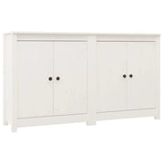Buffet credenza cassettiera armadio mobile contenitore organizer per cucina soggiorno salotti set da 2 70 x 35 x 80 cm legno massello di pino bianco 02_0036684