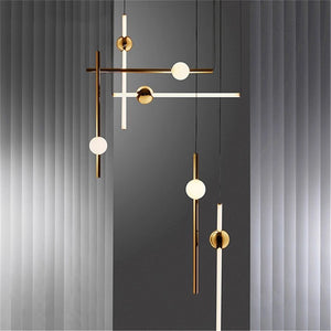 Lampada Da Soffitto Pensile Lungo Led Bianco Oro App476-cp