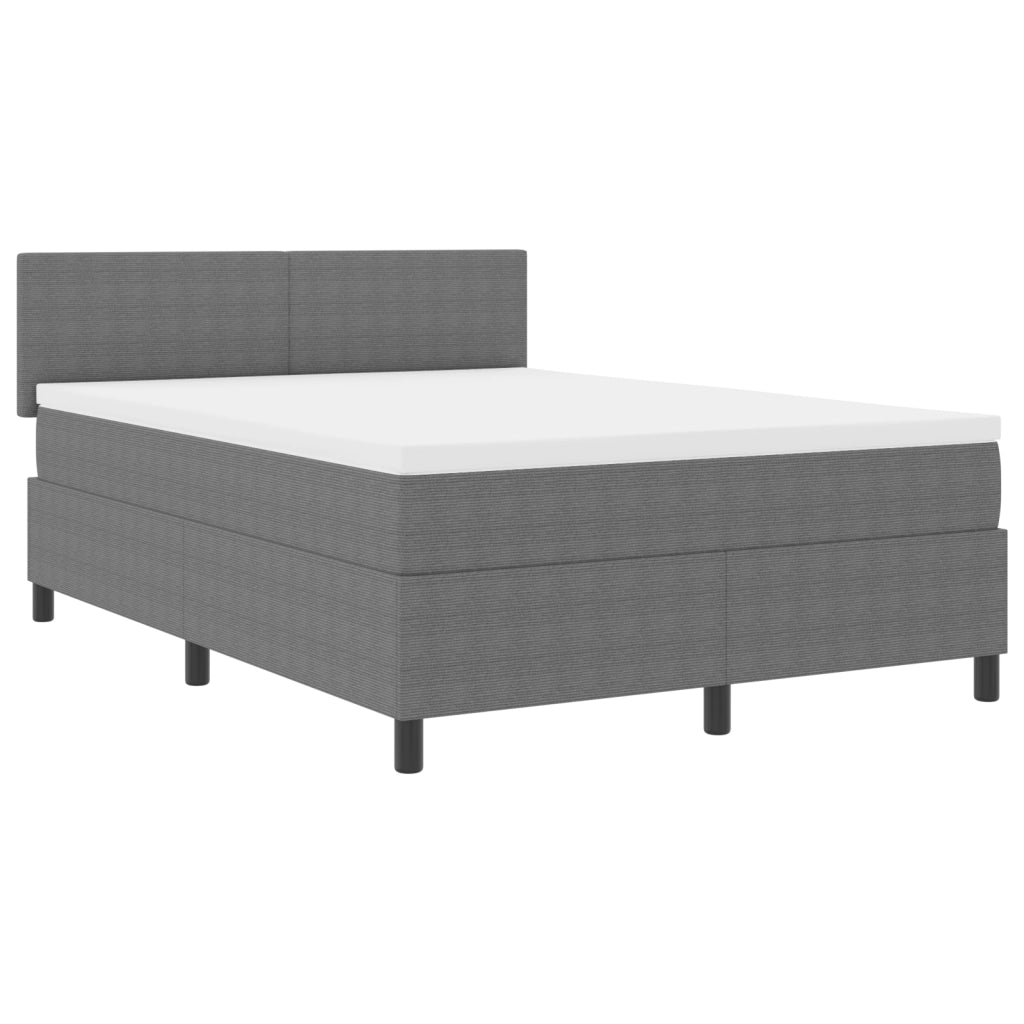 Letto con Box Spring e Materasso Grigio Chiaro 140x200 cm Tessuto a Costine