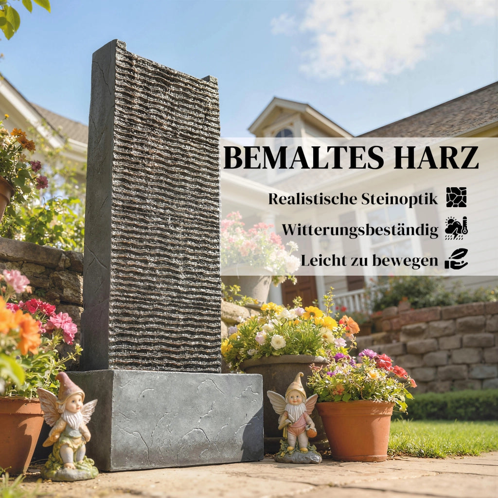 Fontana da giardino a 2 livelli con illuminazione LED pompa effetto granito ¨C zephmum ¨C 37.5x22x80 cm