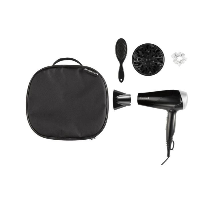 Style Edit Scatola per asciugacapelli Remington D3171GP  2200 W  Vano portaoggetti, diffusore, spazzola piatta e elastico in seta