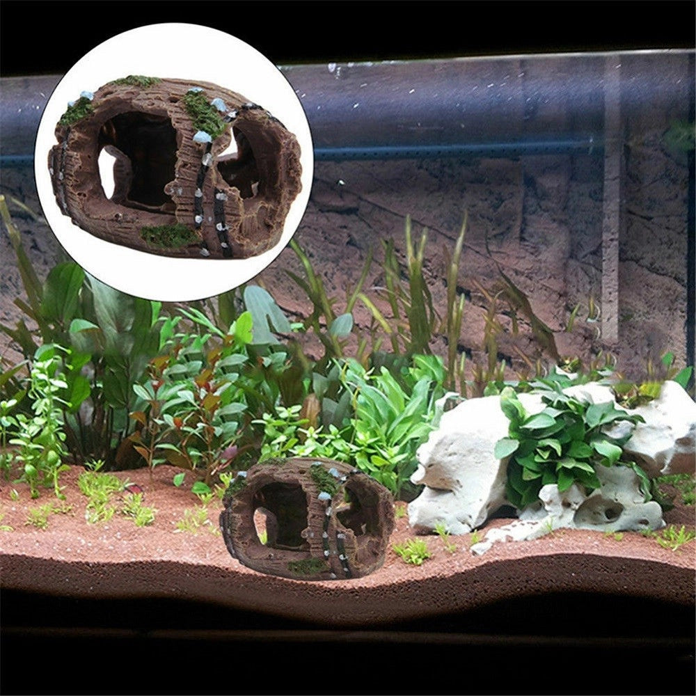 Trade Shop - Decorazione Per Acquario Barile Relitto Grotta Resina Pesci Acqua Ornamento -