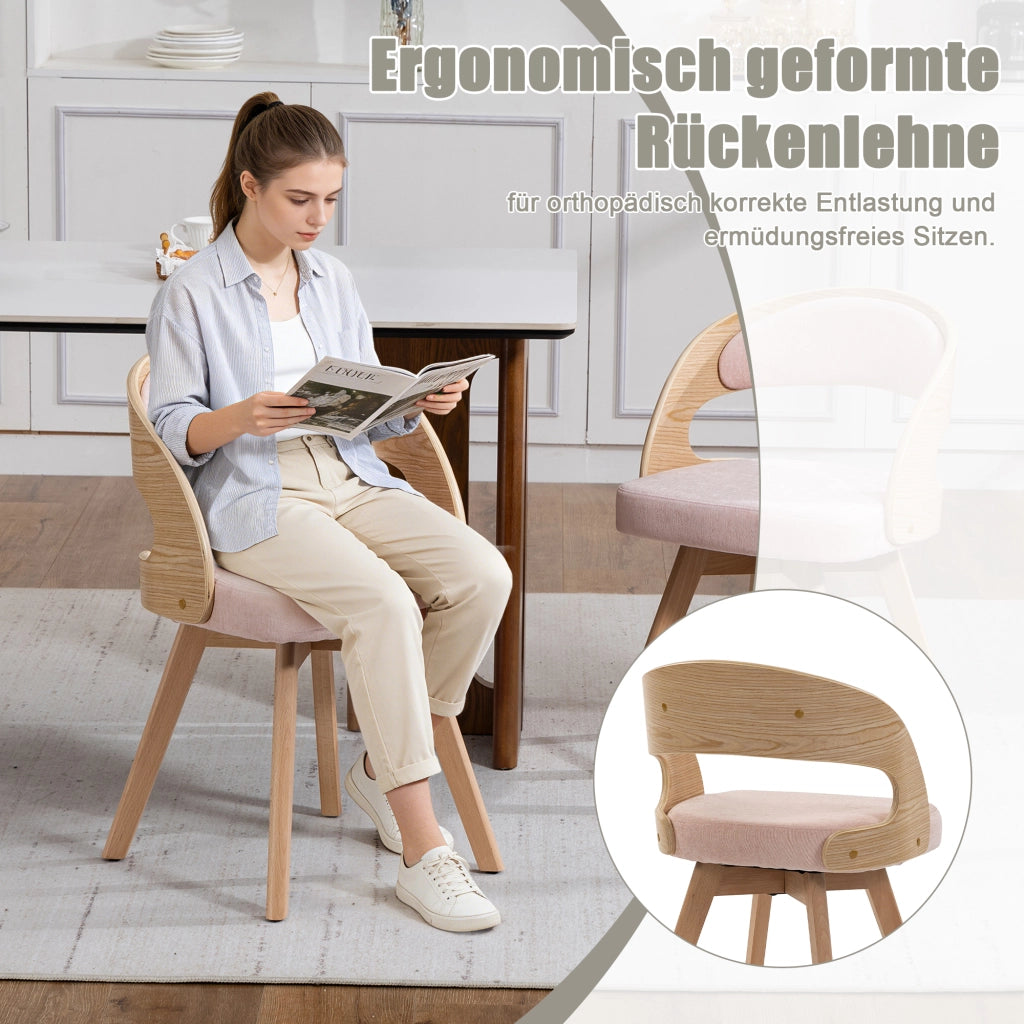SEDIA DA PRANZO Girevole 360° 44x41x75 cm Lino Rosa