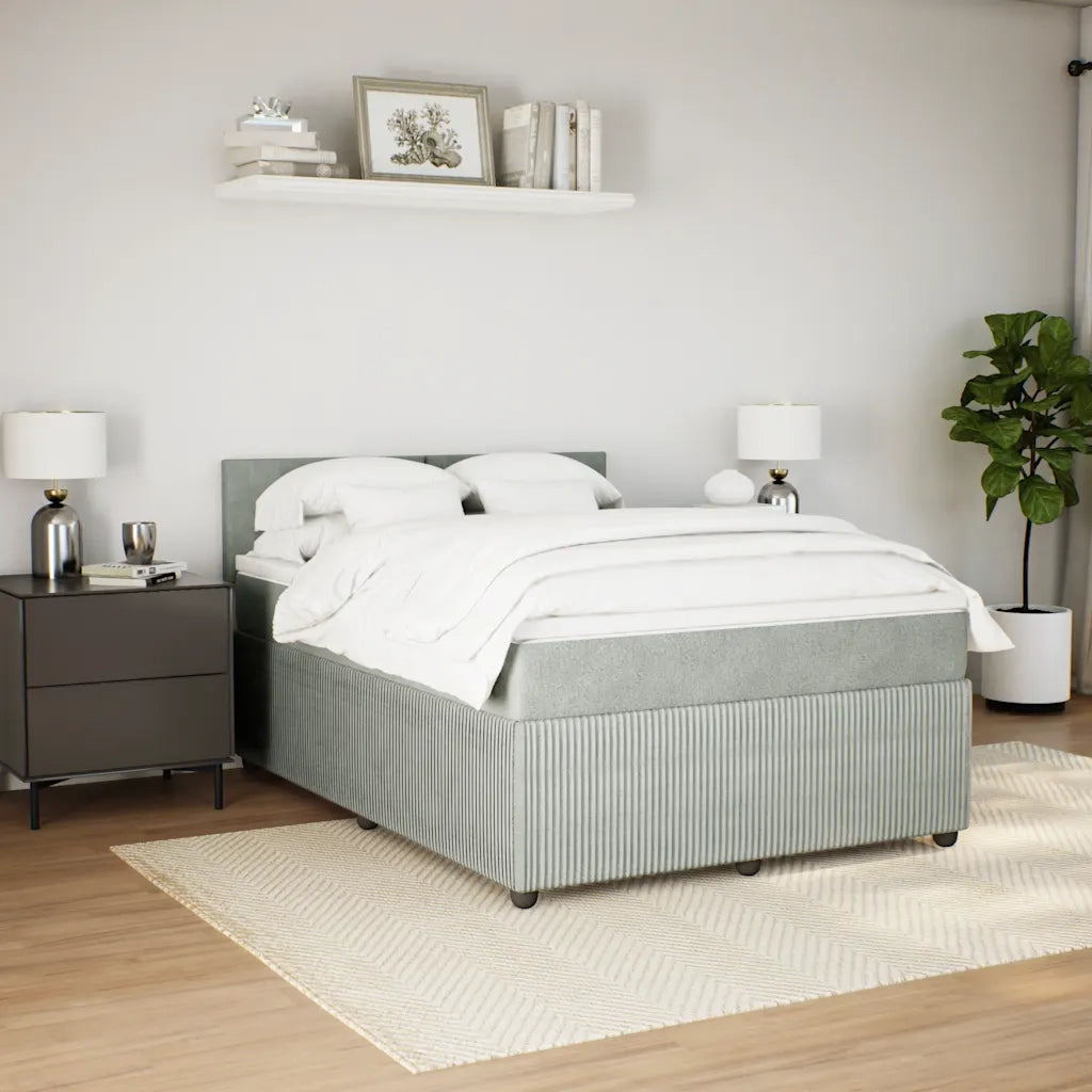 Giroletto a Molle con Materasso Grigio Chiaro 140x190cm Velluto 3287728
