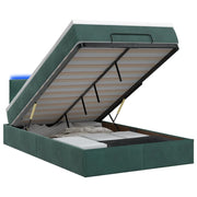 Letto Ottomano con Materasso e LED Verde Scuro 120 x 190 cm 3458292