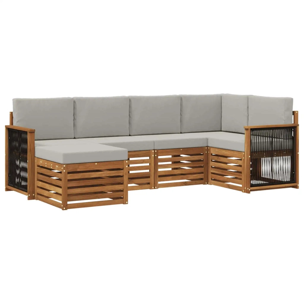 Set divano sezionale con cuscino 5 pcs Naturale e Grigio Chiaro