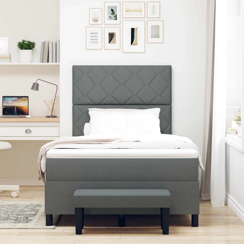 Letto a molle con materasso Grigio scuro 120 x 200 cm Tessuto 3344136