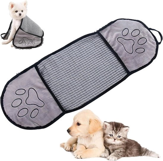 Asciugamano per animali domestici microfibra 30 x 15 x 6 cm - Grigio - Asciugamano rapido per animali domestici - Adatto per cani e gatti - Ideale dopo il bagno o la passeggiata in pioggia