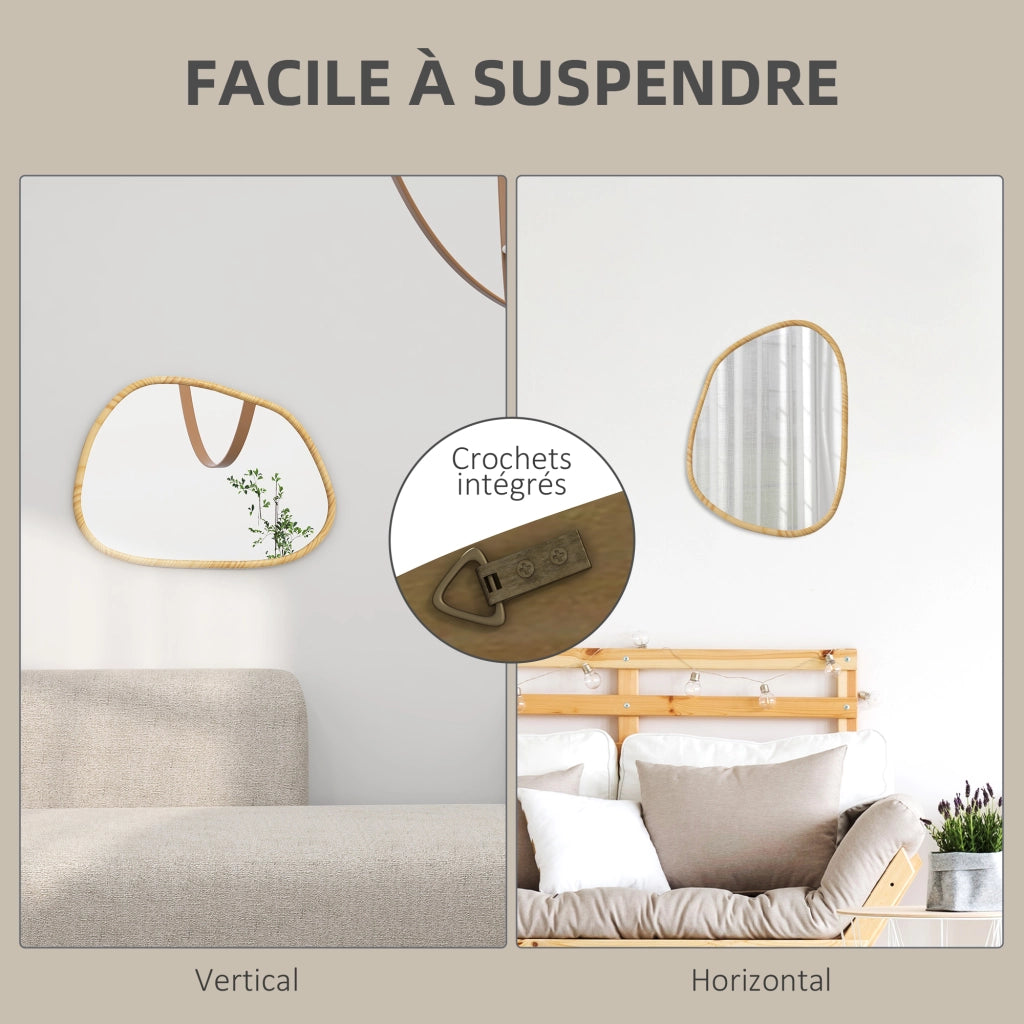 Specchio da parete con cornice in legno ¨C zephmum ¨C 80x60 cm naturale