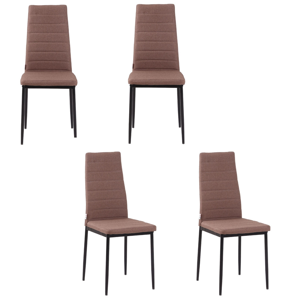 Set 4 Sedie da Pranzo Imbottite ¨C Zephmum ¨C Metallo e Tessuto Cachi