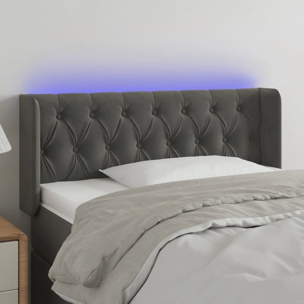 Testiera a LED Grigio Scuro 93x16x78/88 cm in Velluto