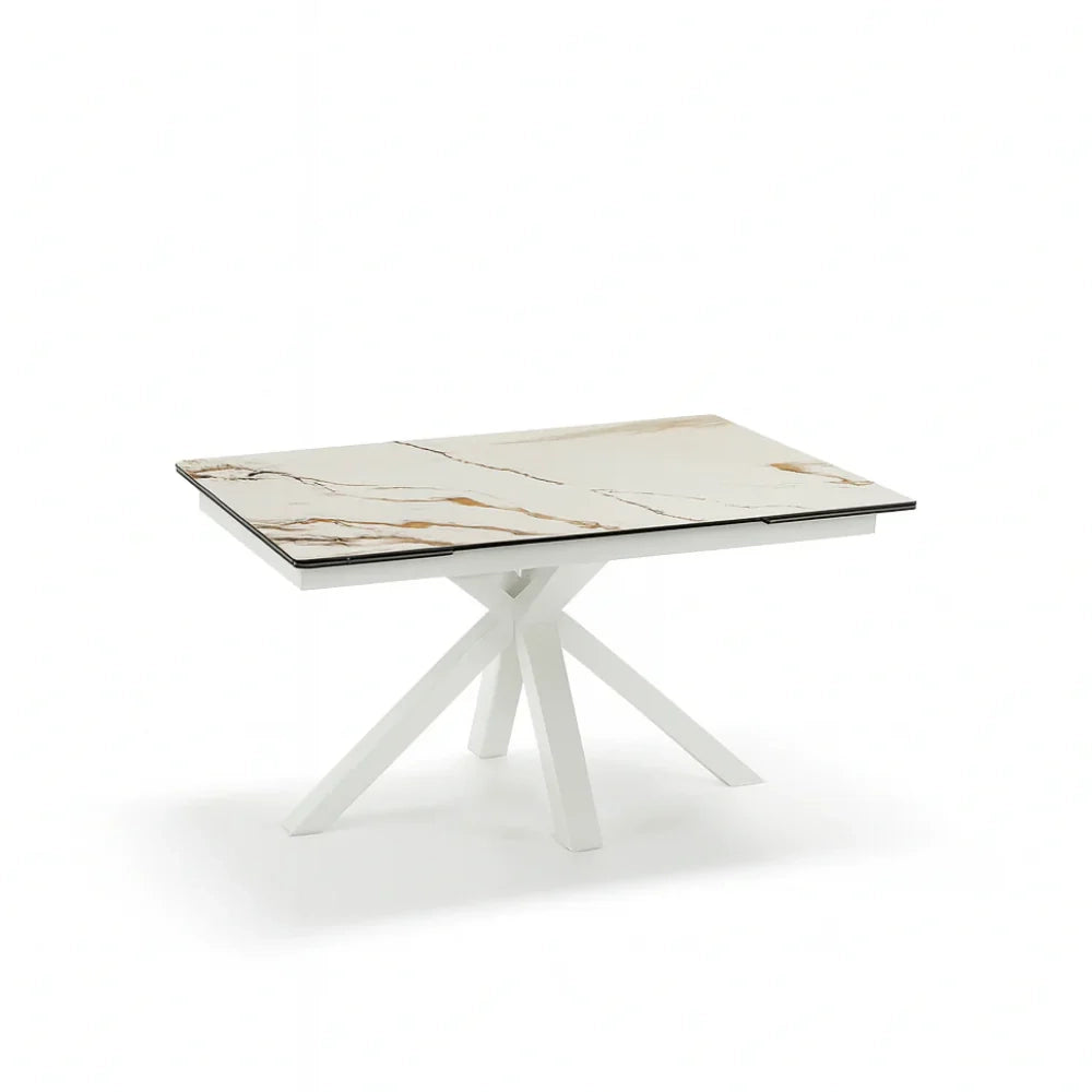 Tavolo da pranzo allungabile in ceramica effetto marmo calacatta Guernica 160-240x90 cm fino a 10 posti | Duzzle