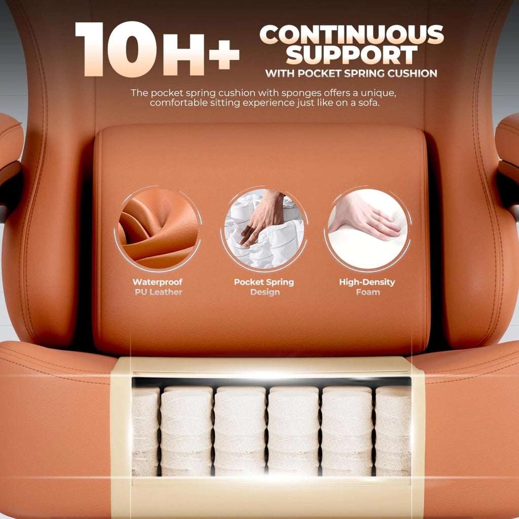 Sedia da gioco, traspirante, sedia da ufficio, ergonomica, in tessuto di alta qualità, ergonomica, schienale regolabile a 160°, poggiapiedi estraibile,carico 180 kg,arancione