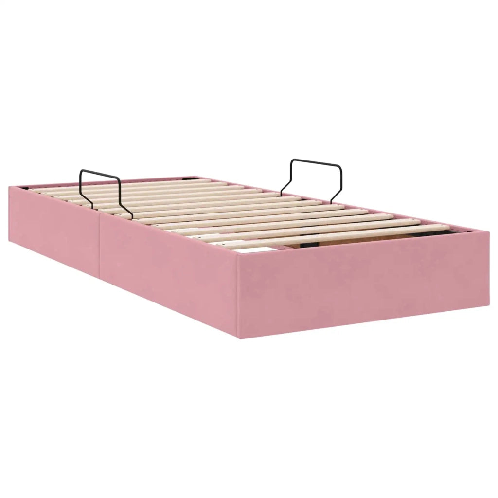 Letto ottomano con archiviazione Rosa 90 x 200 cm Velluto