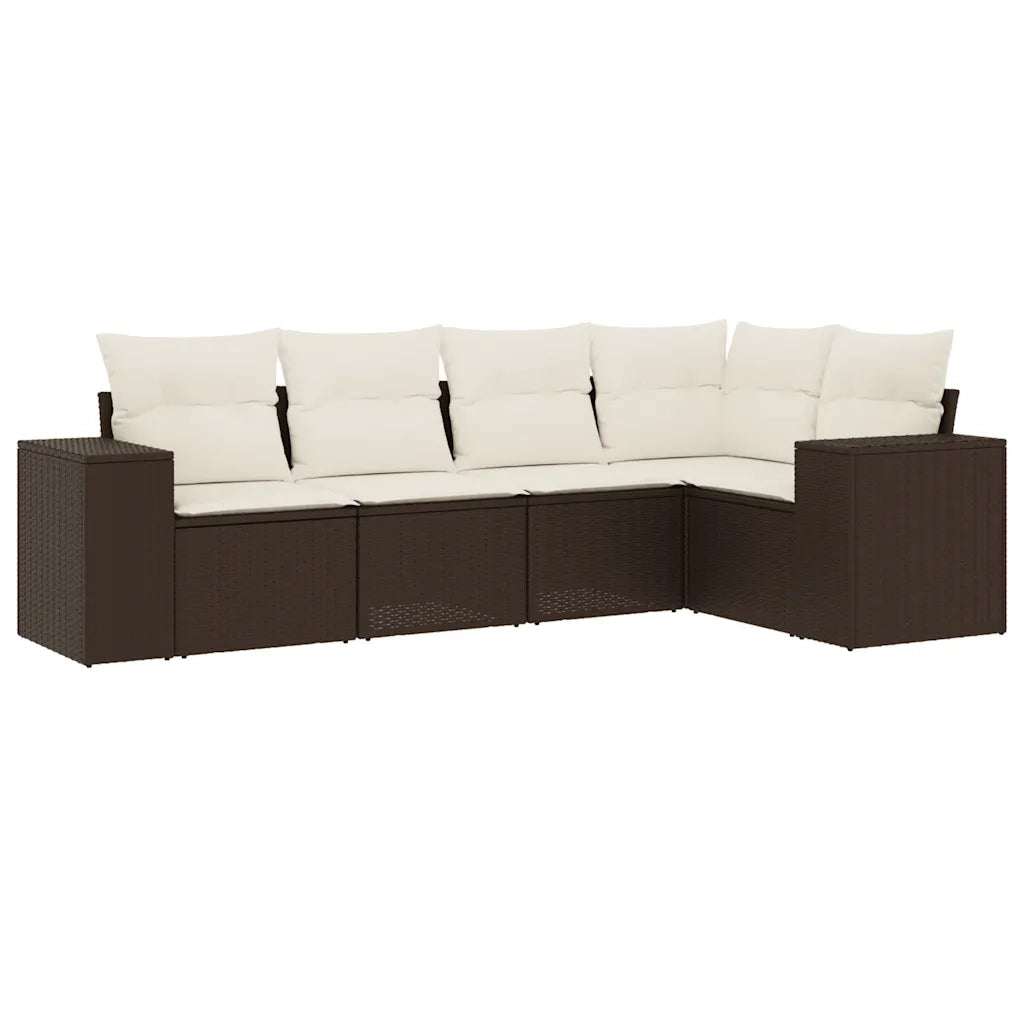 Set Divano da Giardino 5 pz con Cuscini Marrone in Polyrattan 3254870