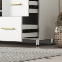 Mobile Sottolavabo Bagno, Design a Tre Livelli, MDF, Truciolato, Bianco