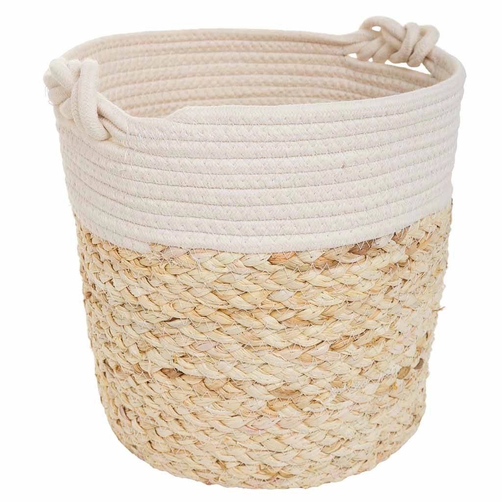 Cestino in fibra naturale e cotone marrone D29,5x29