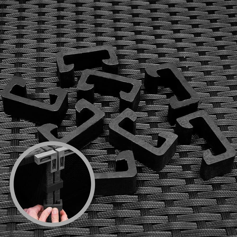 Set Salotto in Polyrattan XL Cuscini Imbottiti Tavolo in Vetro Resistente Mobili da Giardino Salottino Angolo