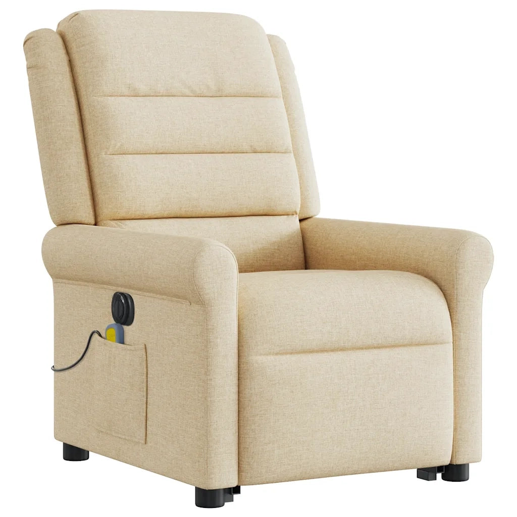 Poltrona Alzapersona Massaggiante Elettrica Crema in Tessuto 3303352