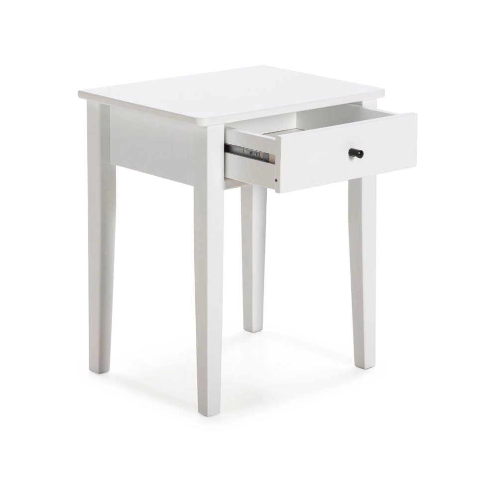 Comodino Bart in legno massiccio 1 cassetto colore bianco