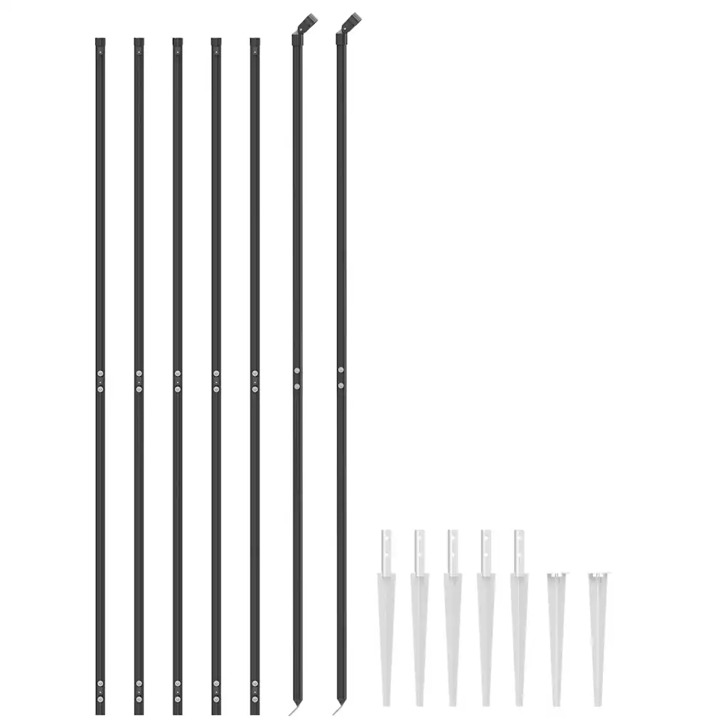 Recinzione Metallica con Picchetti Ancoraggio Antracite 2x10 m 154246