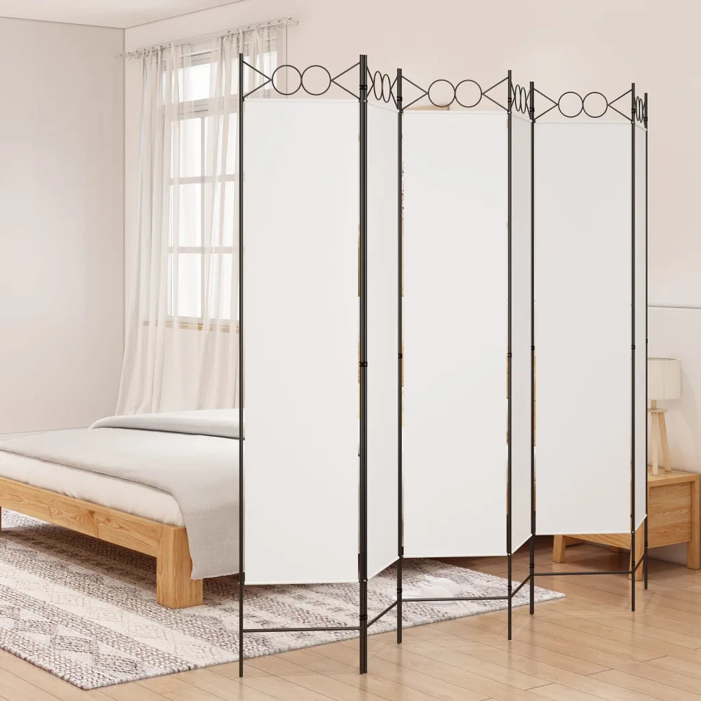 Divisorio Ambienti | Divider per stanze | Paravento a 4 Pannelli Bianco 240x200 cm Tessuto
