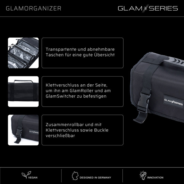 GlamSeries GlamOrganizer Organizer trucco 230 x 120 x 180 mm arrotolabile, beauty case con 4 astucci trasparenti