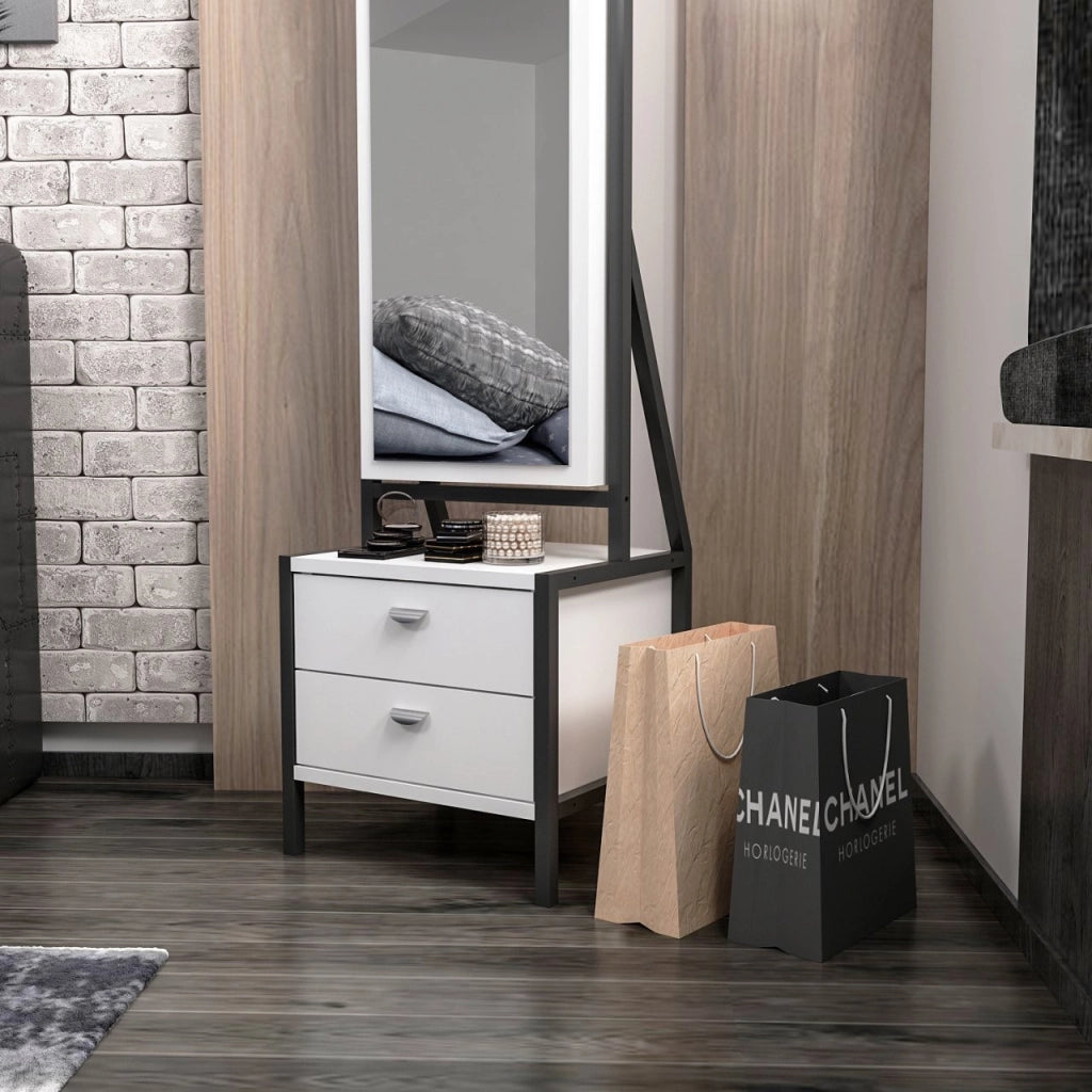 Mobile da Trucco Sicamino, Toeletta Specchio Incluso, 41x35x170h cm Bianco