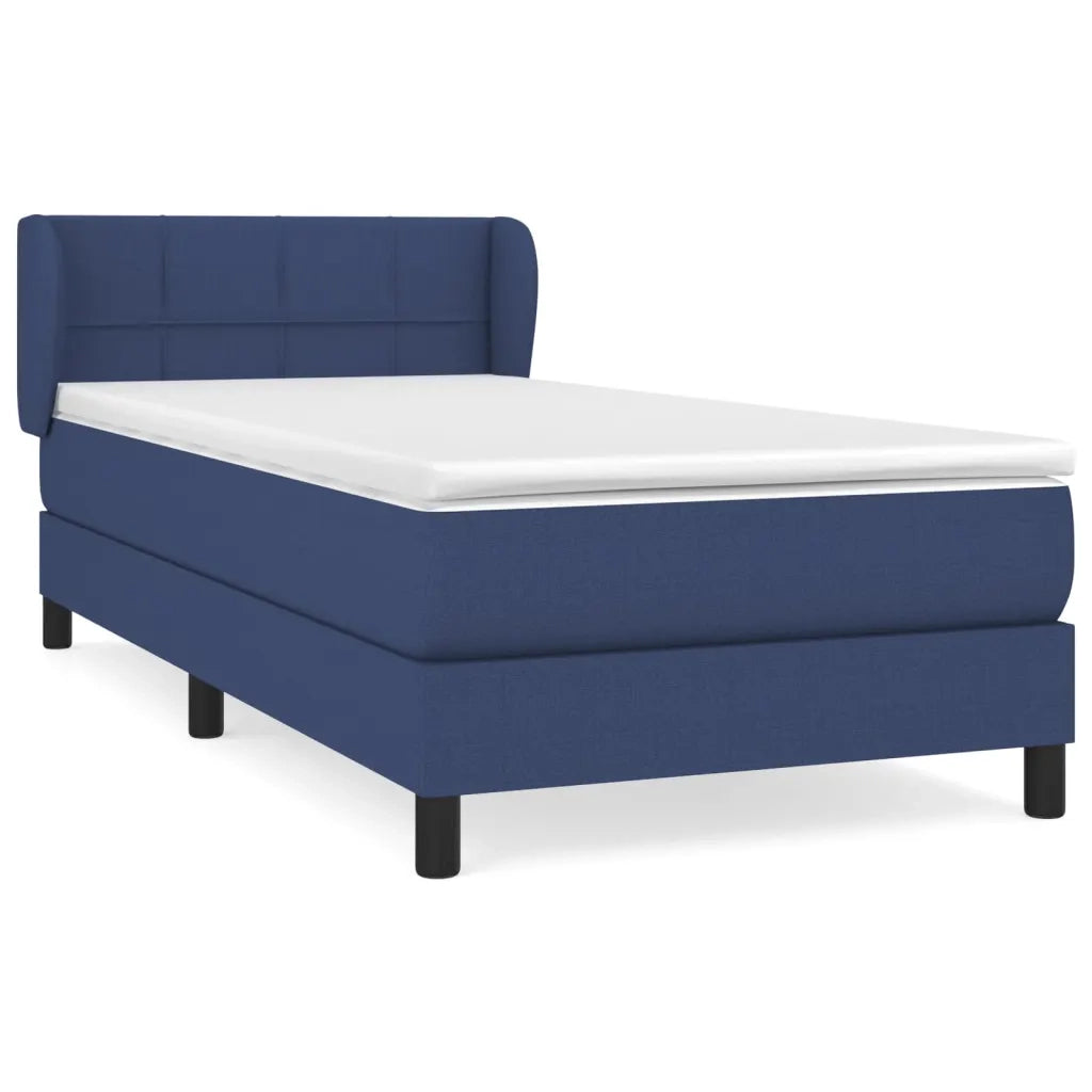 Letto singolo | Letto per adulti | Giroletto a Molle con Materasso Blu 90x200 cm inTessuto