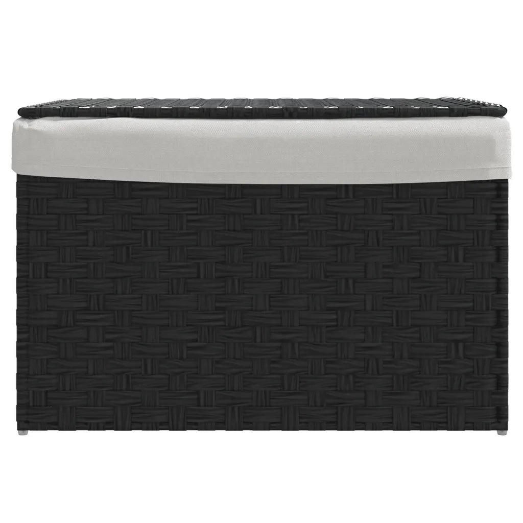 Cesto Portabiancheria Coperchio Nero 55,5x35x34 cm Polyrattancod mxl 109621