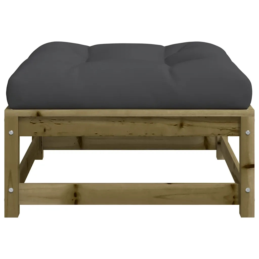 Sedia da giardino-Poggiapiedi Giardino con Cuscini 2pz Legno Impregnato di Pino 675789