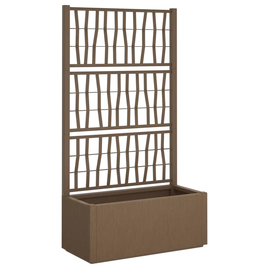 Fioriere | Cassetta per fiori | Vaso da Giardino con Trellis Marrone 80 x 36 x 140 cm PP
