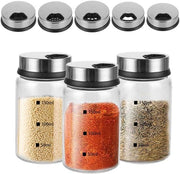 Set di contenitori ermetici con coperchio a girocollo - 150 ml - 6 x 9,5 cm - ermetici - 4 tipi di fori per erbe - dispersore di sale - vetro borosilicato - cucina - grigliare - cucinare.