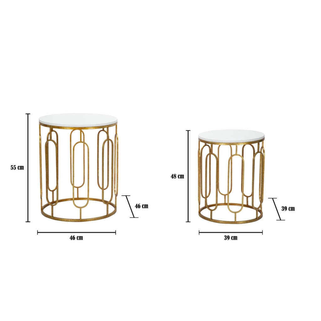 Set di Tavolini VKH535, Oro, Metallo, 46x46x55 cm