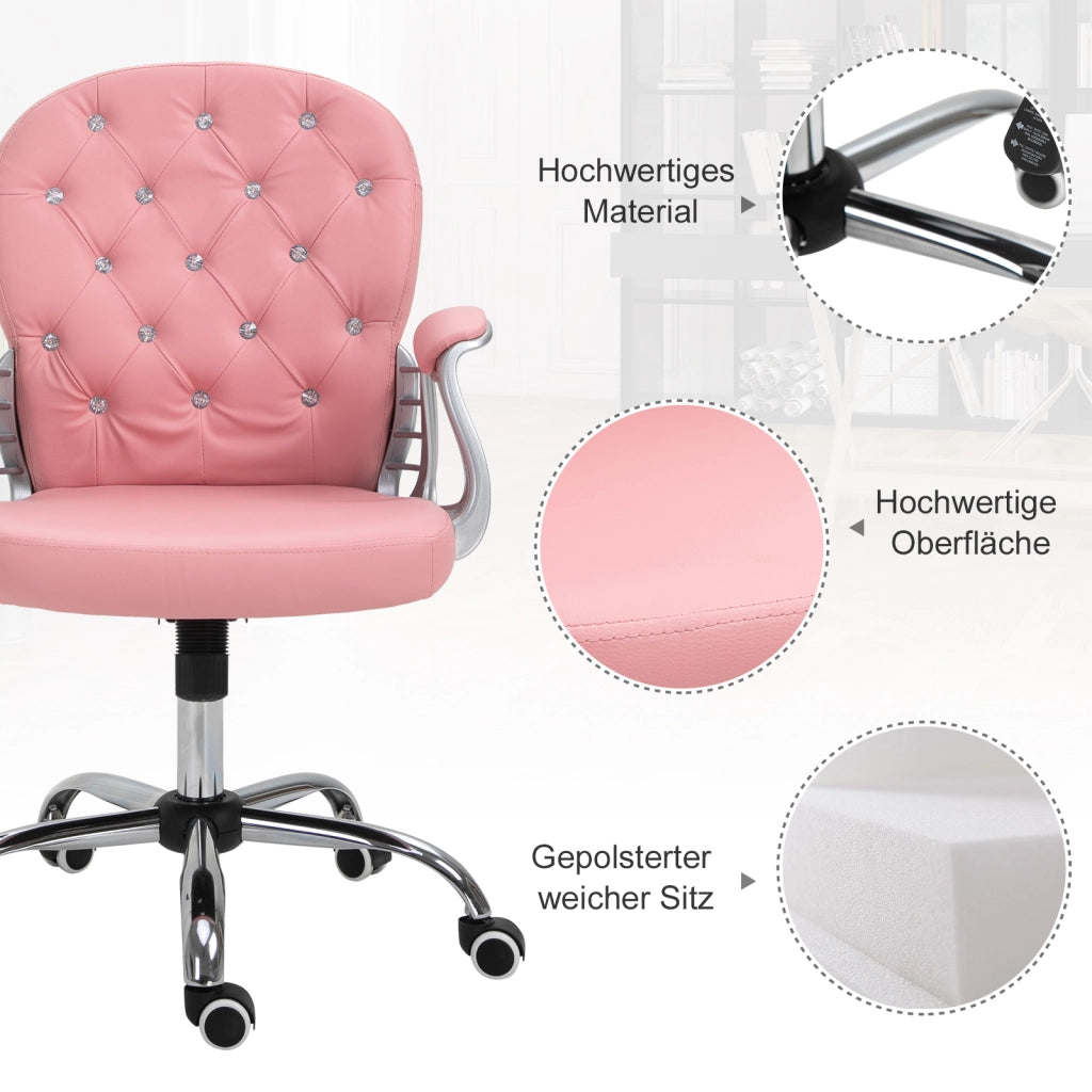 SEDIA Ufficio ergonomica 59,5x60,5x93-103 cm Similpelle Rosa