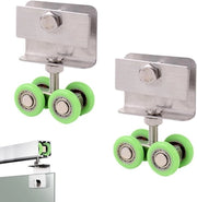 Carrello a rulli in metallo per porte scorrevoli, adatto per doccia e porte vetrate, sistema di avvolgimento per porte scorrevoli, per guide e fermagli di porte vetrata.